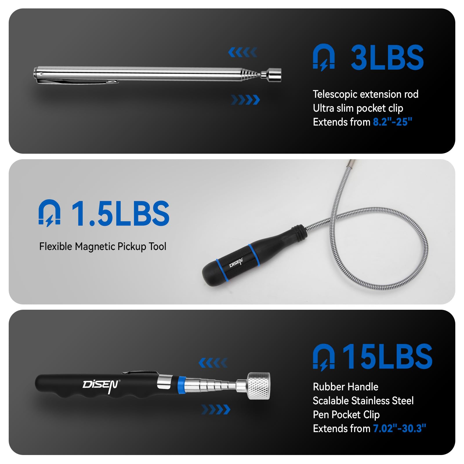 DISEN telescopic handle adjusted height for comfortable, reduced-back strain during cleanup.