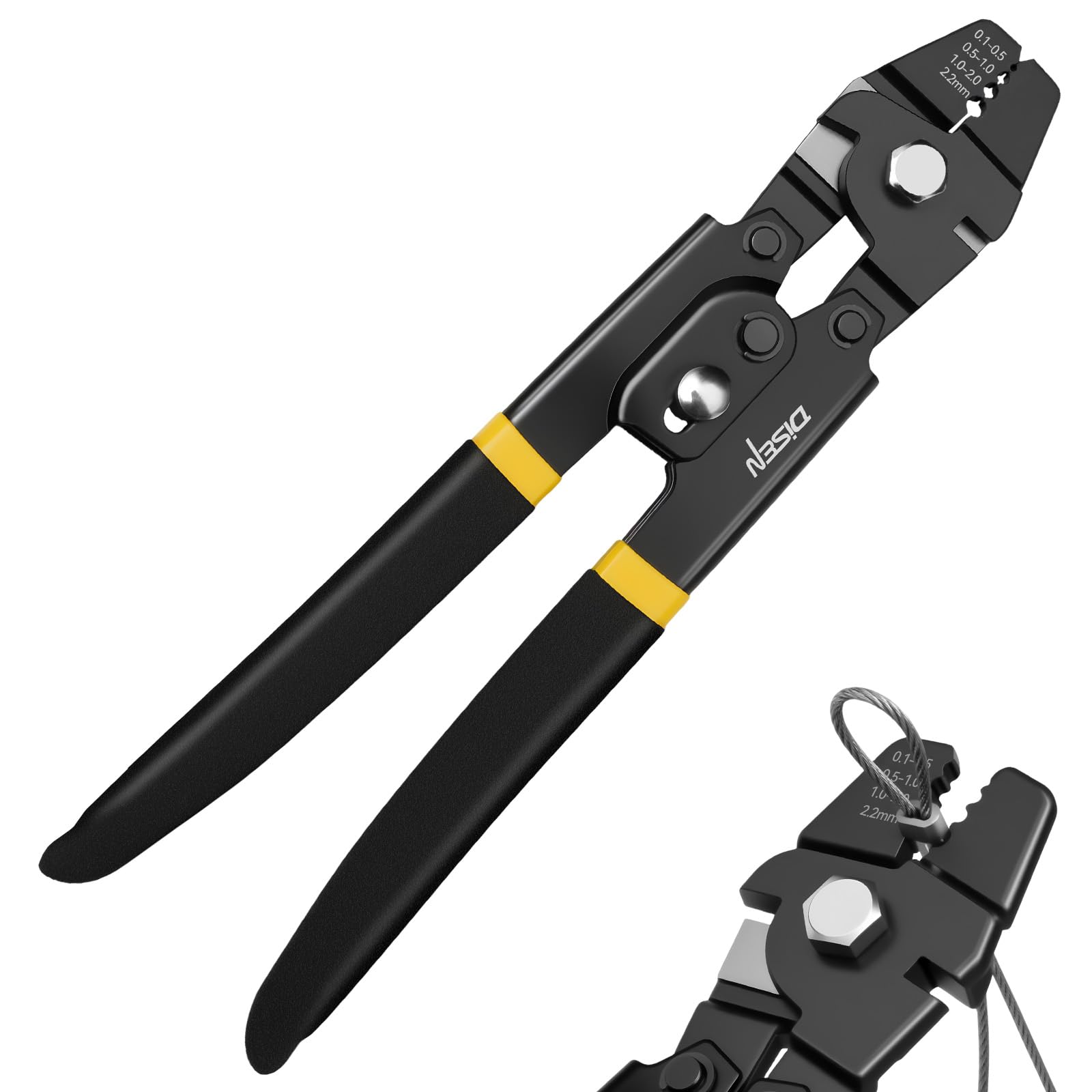 DISEN wire rope crimping tool front view enables precise sleeving