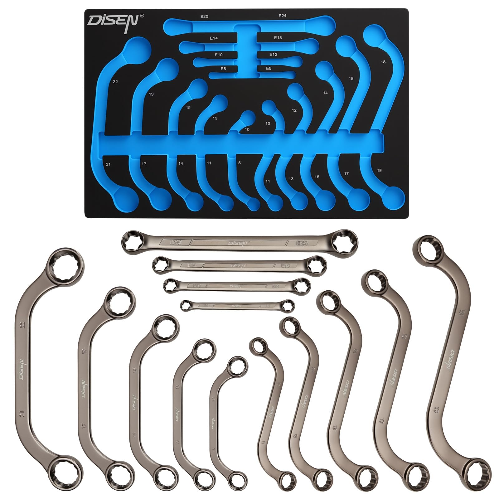 DISEN wrench set full assembly showing organized tools for quick maintenance