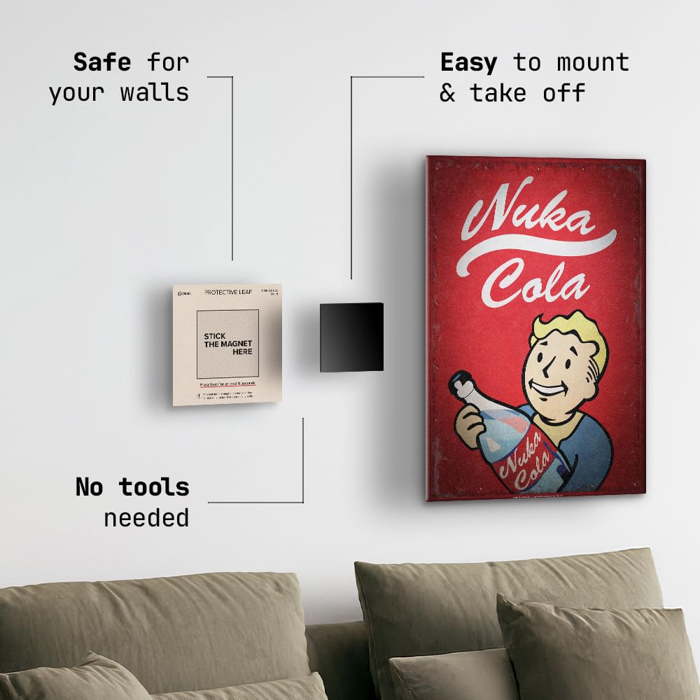Protective leaf shields guard walls during damage-free mounting with Displate