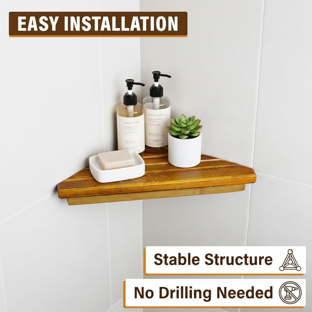 DITAVN two-pack shower corner shelves organized with bottles and soap.