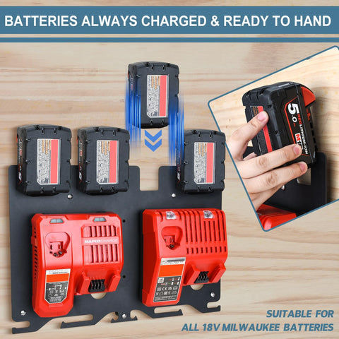 DITKOK wall mount holds 2x M12-18C/FC chargers securely for streamlined recharging.