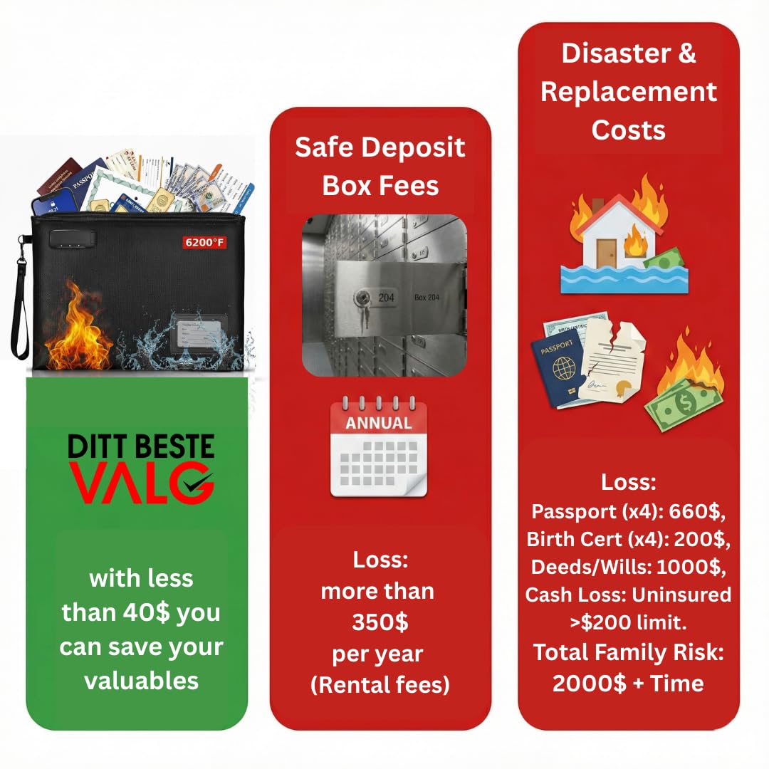 DITT BESTE VALG fireproof bag interior compartments keep documents organized