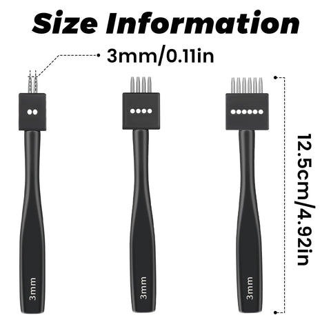 DIUDUS Leather Hole Punch 3mm 4-prong delivers uniform holes for even seams.