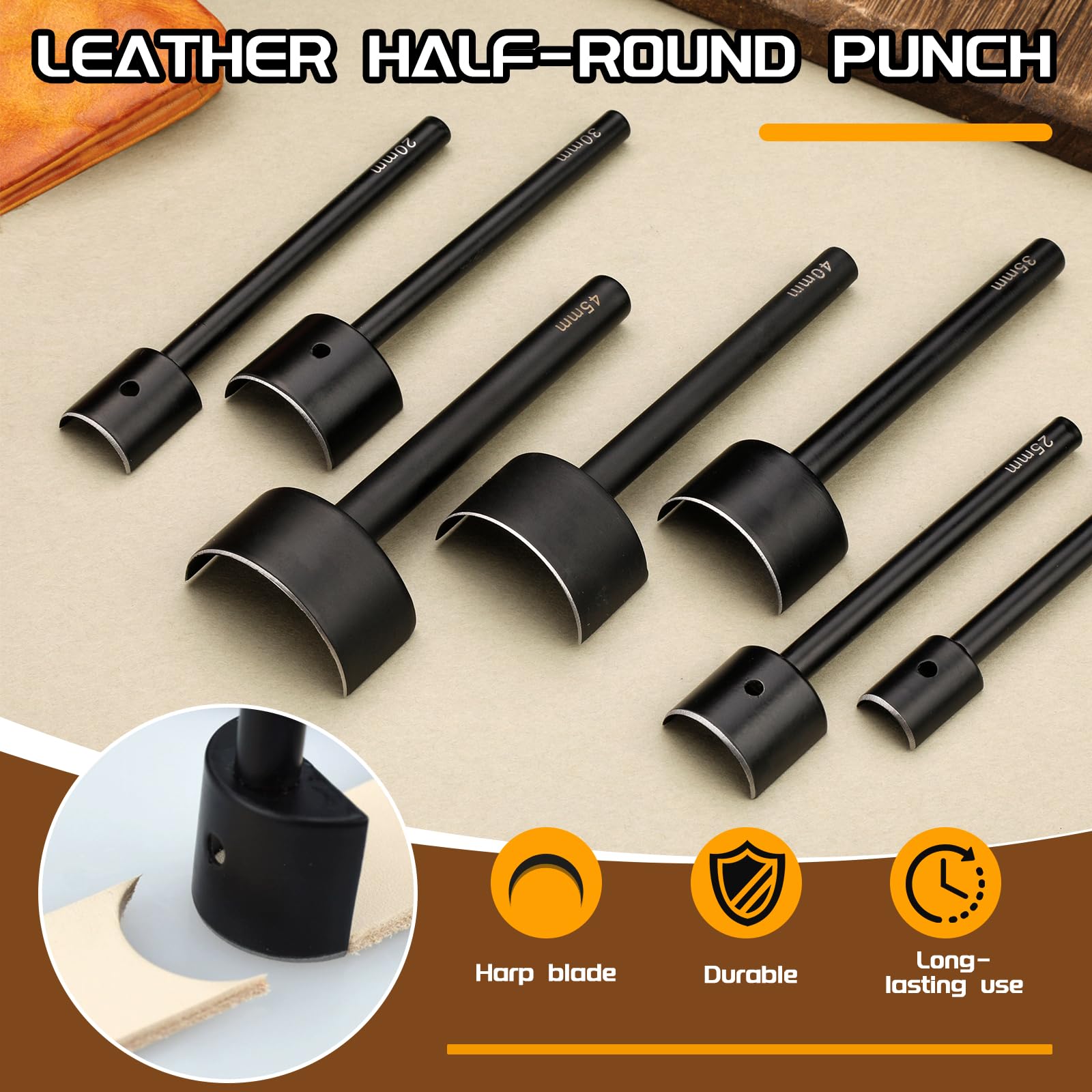 DIUDUS leather punch 30mm end punch for sturdy strap ends