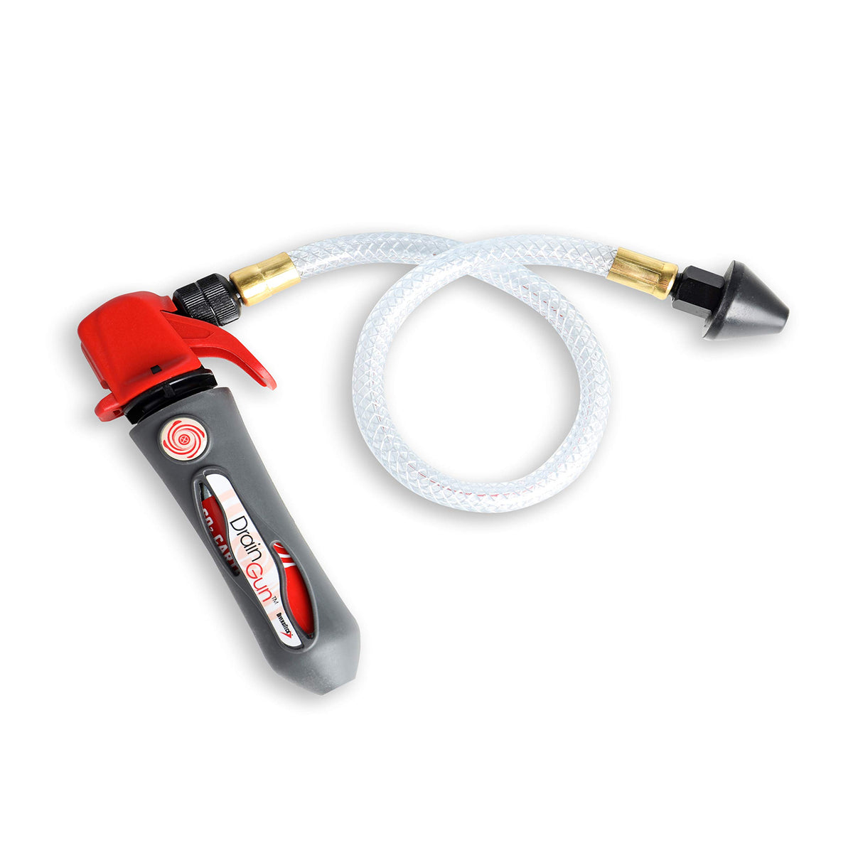 DiversiTech GG-1 Drain Gun with flexible hose clears condensate lines in tight spaces.