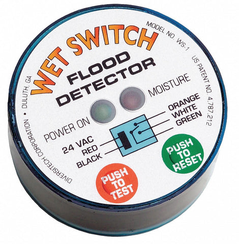 Diversitech Wet Switch Flood Detector front view for compact home protection.