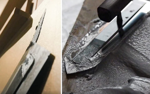 DIXIANG trowels in action illustrating precise texture and burnishing capability.
