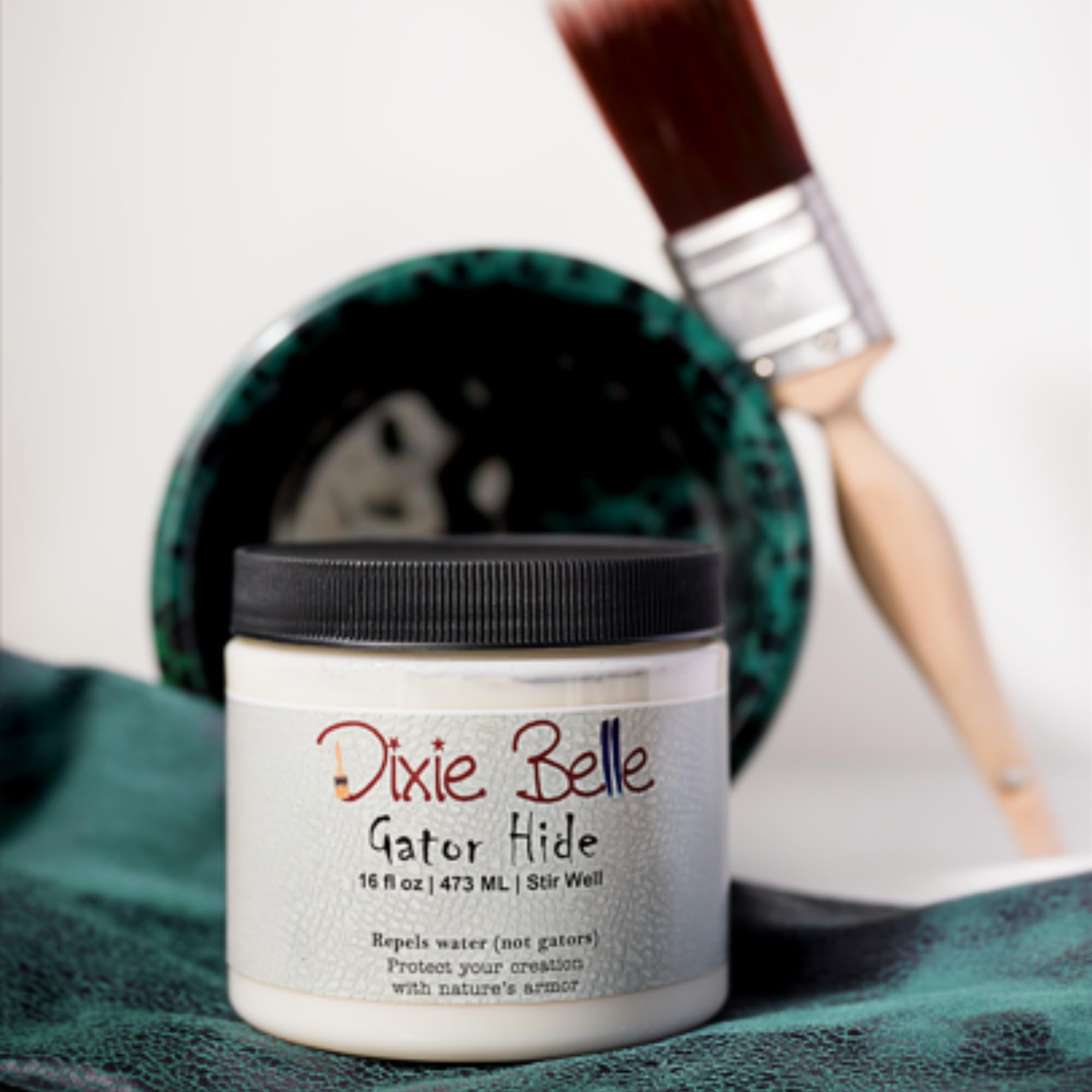 Dixie Belle Gator Hide on cabinet edges highlighting moisture resistance and ease of cleaning.