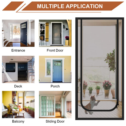 Dixutzi screen door zipper closure image highlights easy pass-through for pets.