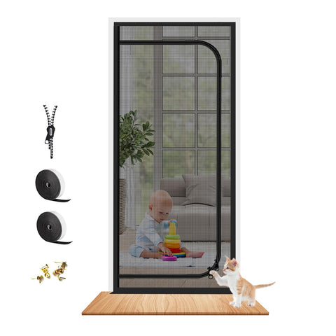 Dixutzi upgraded reinforced pet screen door front view showing durable construction for pets