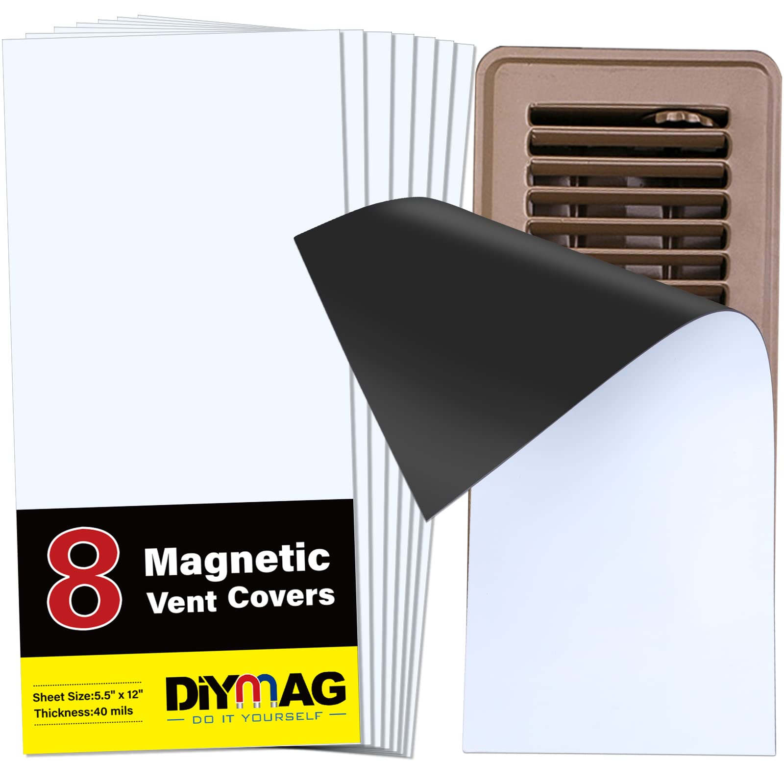 DIYMAG 8-pack magnetic vent covers on a floor register seal air leaks