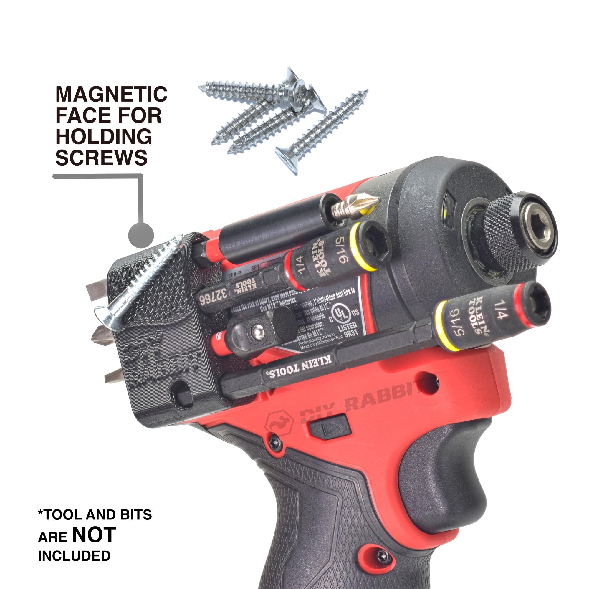 DIY Rabbit Milwaukee bit holder with four strong magnets for secure retention