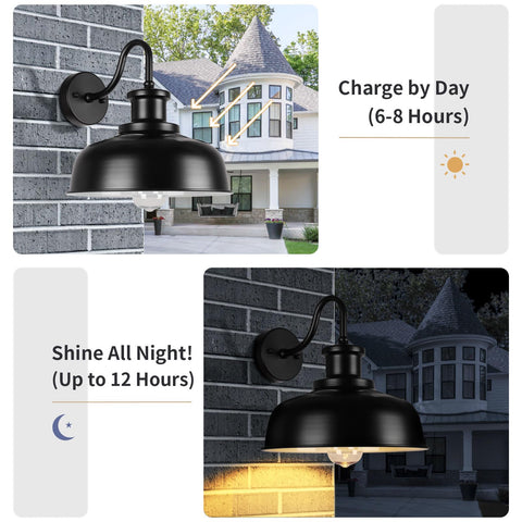 Diyel solar barn light includes a 3000K LED bulb for efficiency.