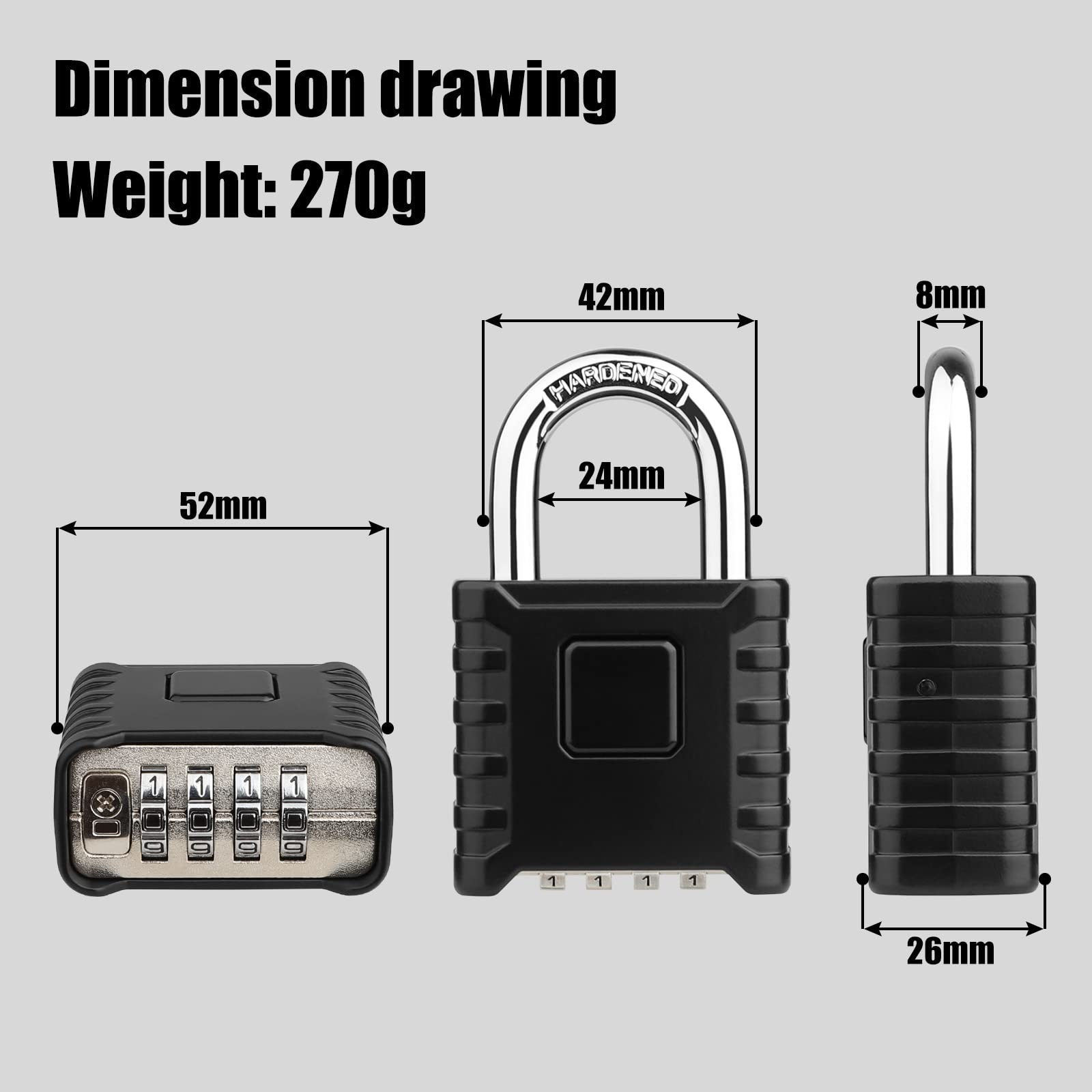 Diyife heavy-duty padlock lock body emphasizes sturdy construction and security