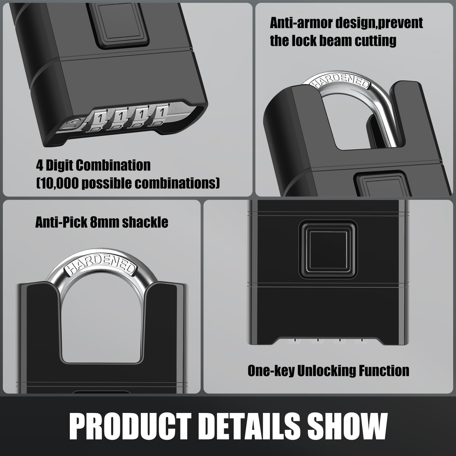 Diyife padlock with bottom hidden password for concealment