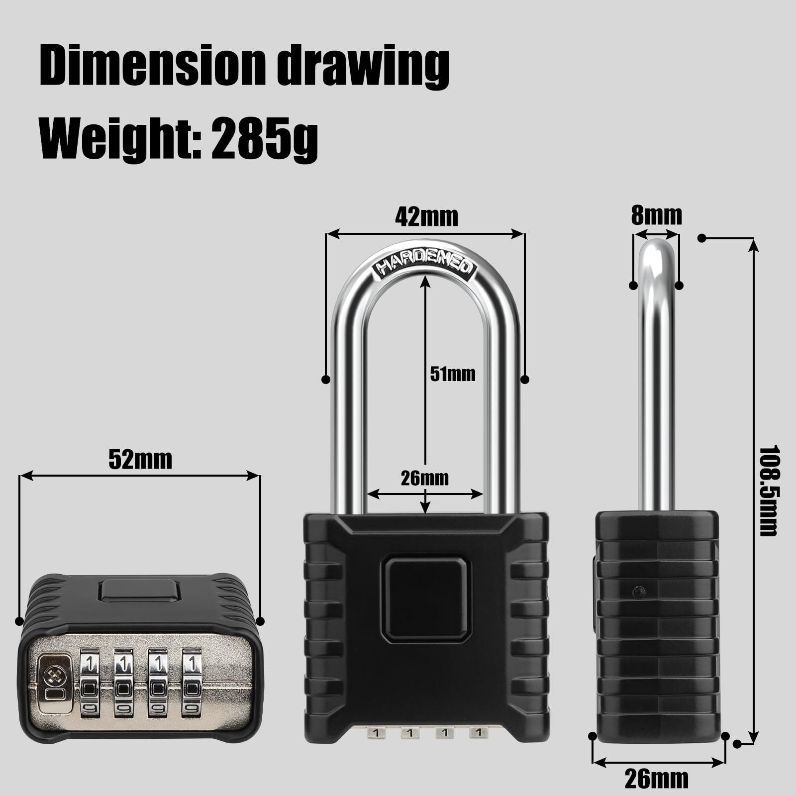 Diyife one-touch unlocking padlock for quick access at gym or travel