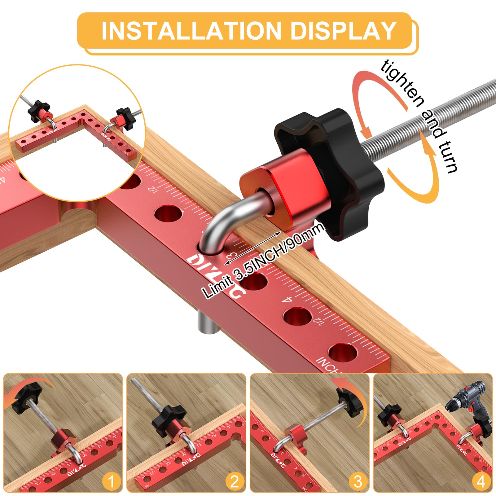 Diylog corner clamp for picture frames ensures perfect 90-degree joints