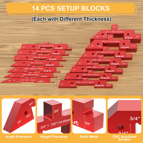 Diylog setup blocks work with router tables, band saws, and planers.