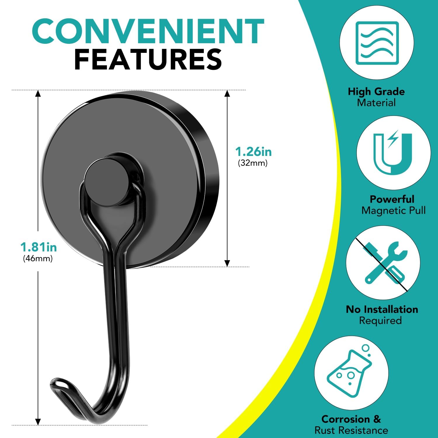 DIYMAG magnetic hook swivel action demonstrates flexible hanging options.