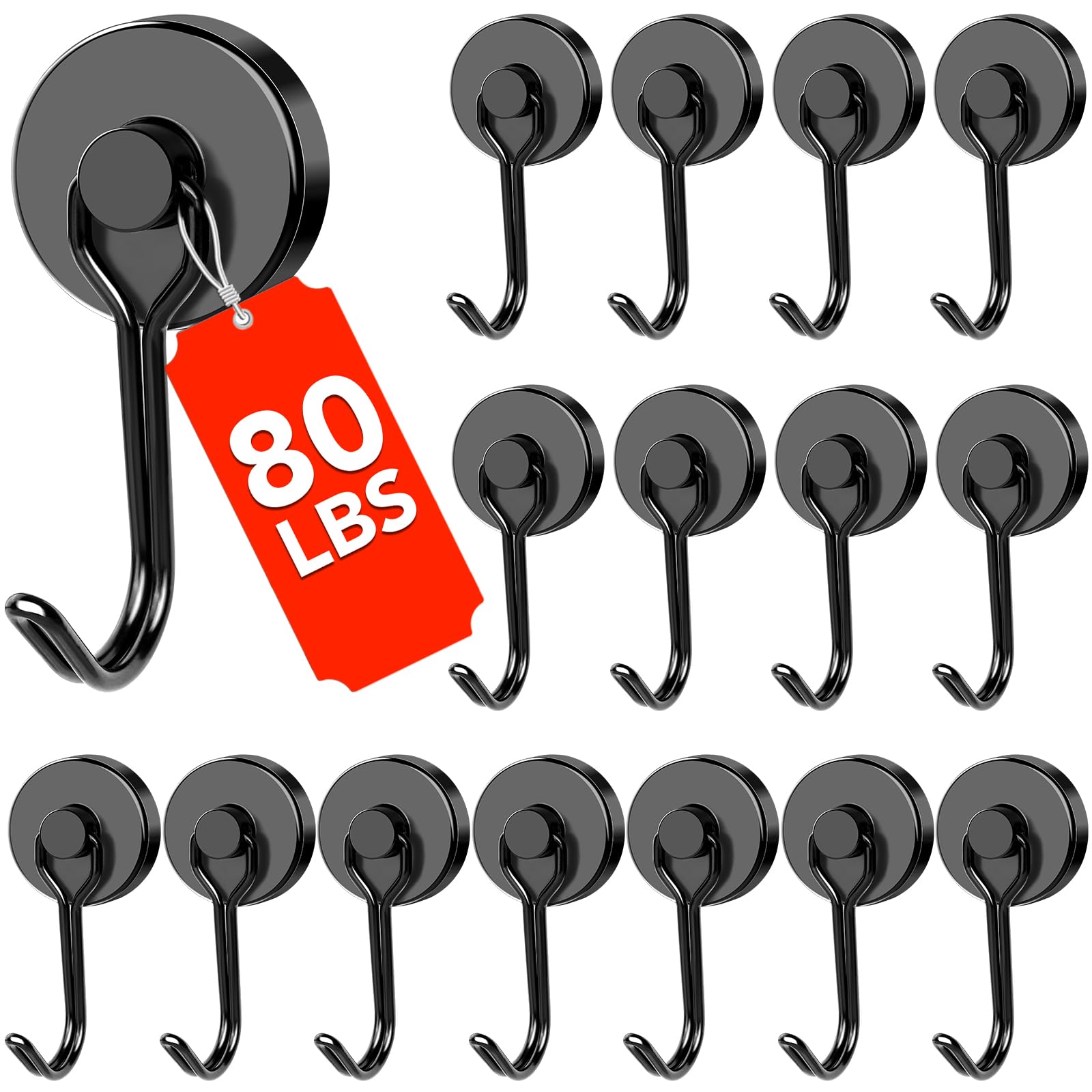 DIYMAG black magnetic hook on fridge showing strong horizontal hold for keys and towels.