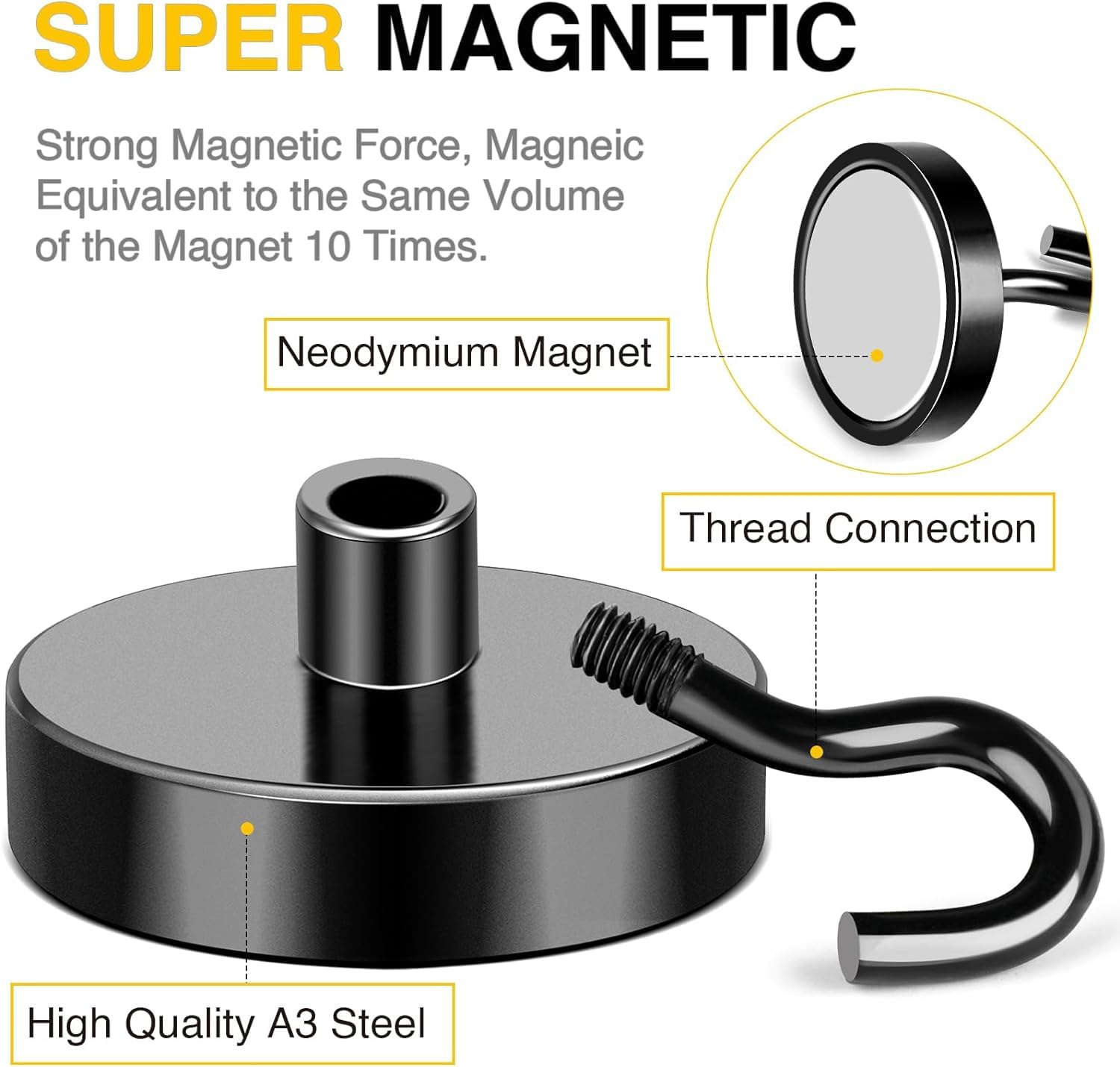 DIYMAG magnetic hook holding kitchen tools without drilling for easy access.