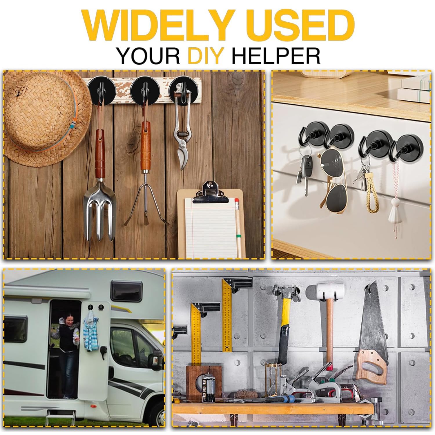 DIYMAG no-drill installation hook maintains organization with residue-free use.