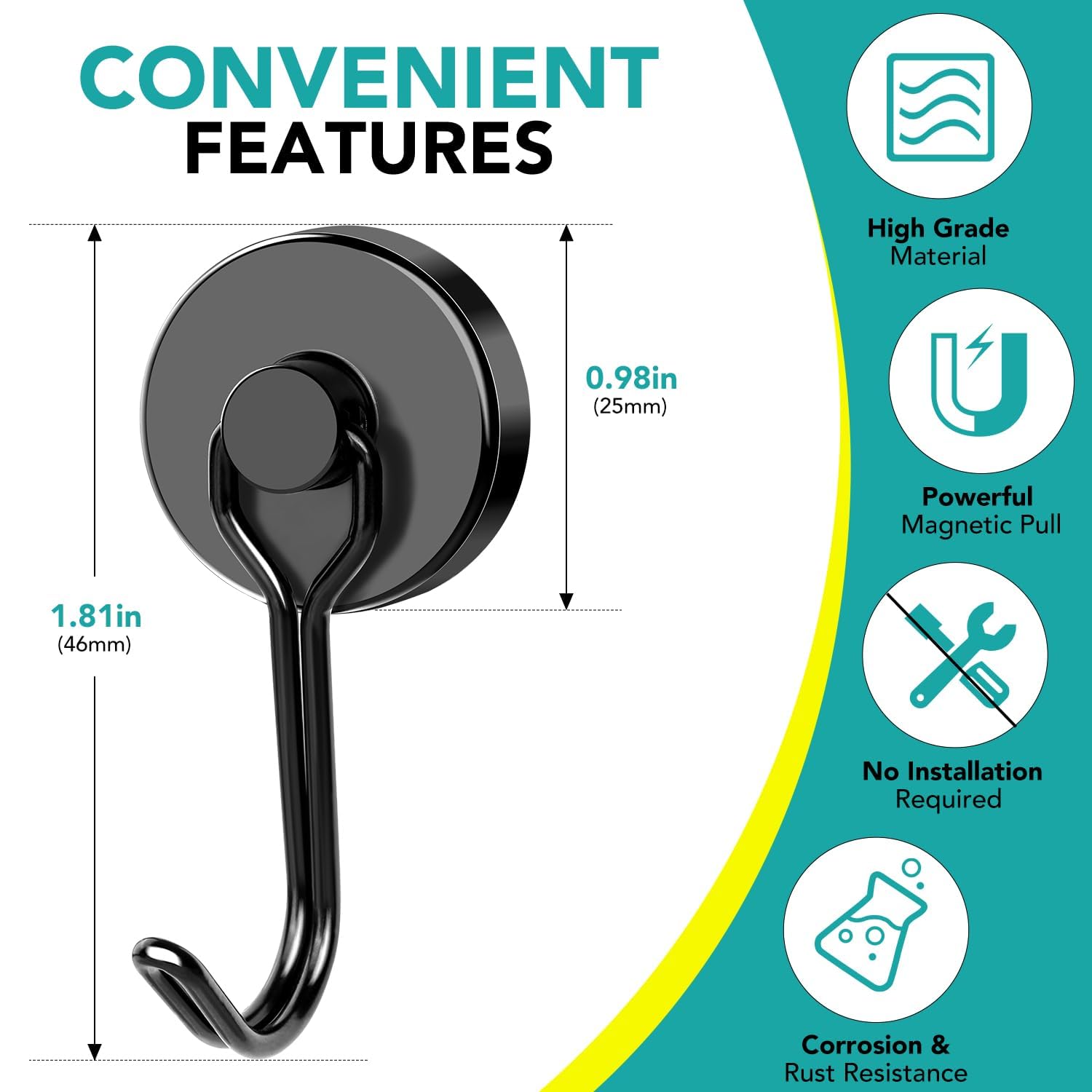 DIYMAG swivel metal hanger hook with sturdy grip for coats and bags.