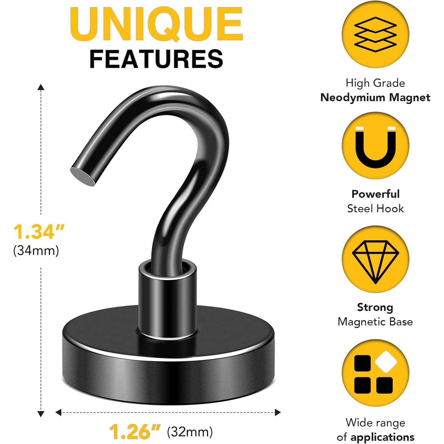 DIYMAG 120 lb magnetic hook ideal for kitchen tools and utensils