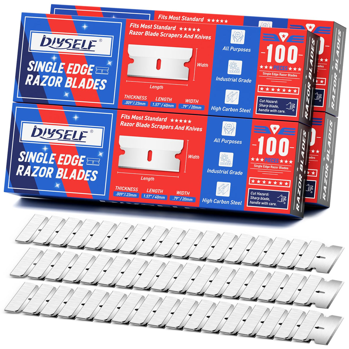 DIYSELF razor blades in four-box packaging protect blades from rust and damage.