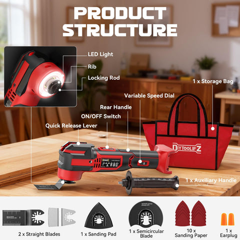 DIYtoolifz 17-piece kit with storage bag simplifies setup and transport.