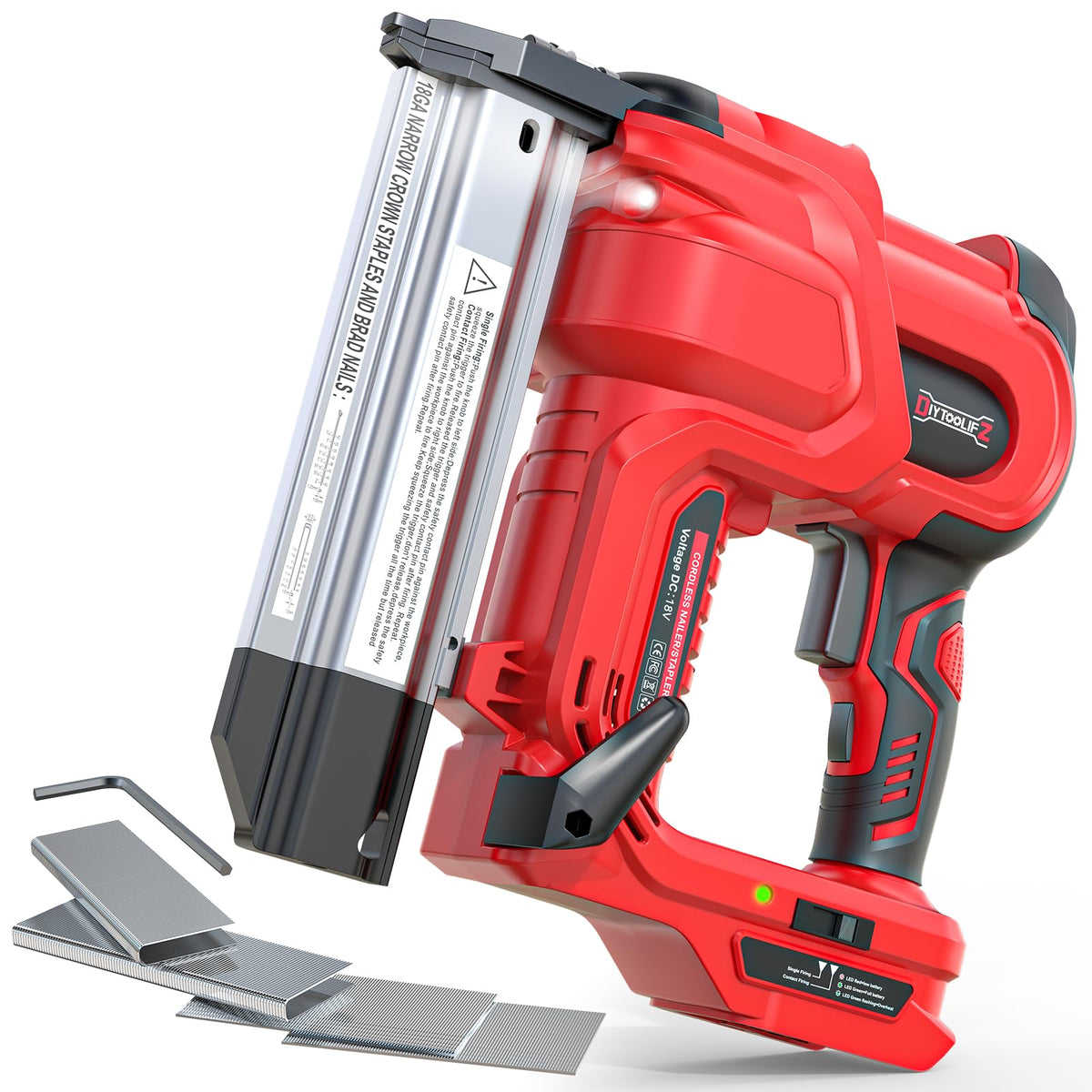 DIYtoolifz 18ga cordless brad nailer with Milwaukee 18V compatibility for cordless freedom.