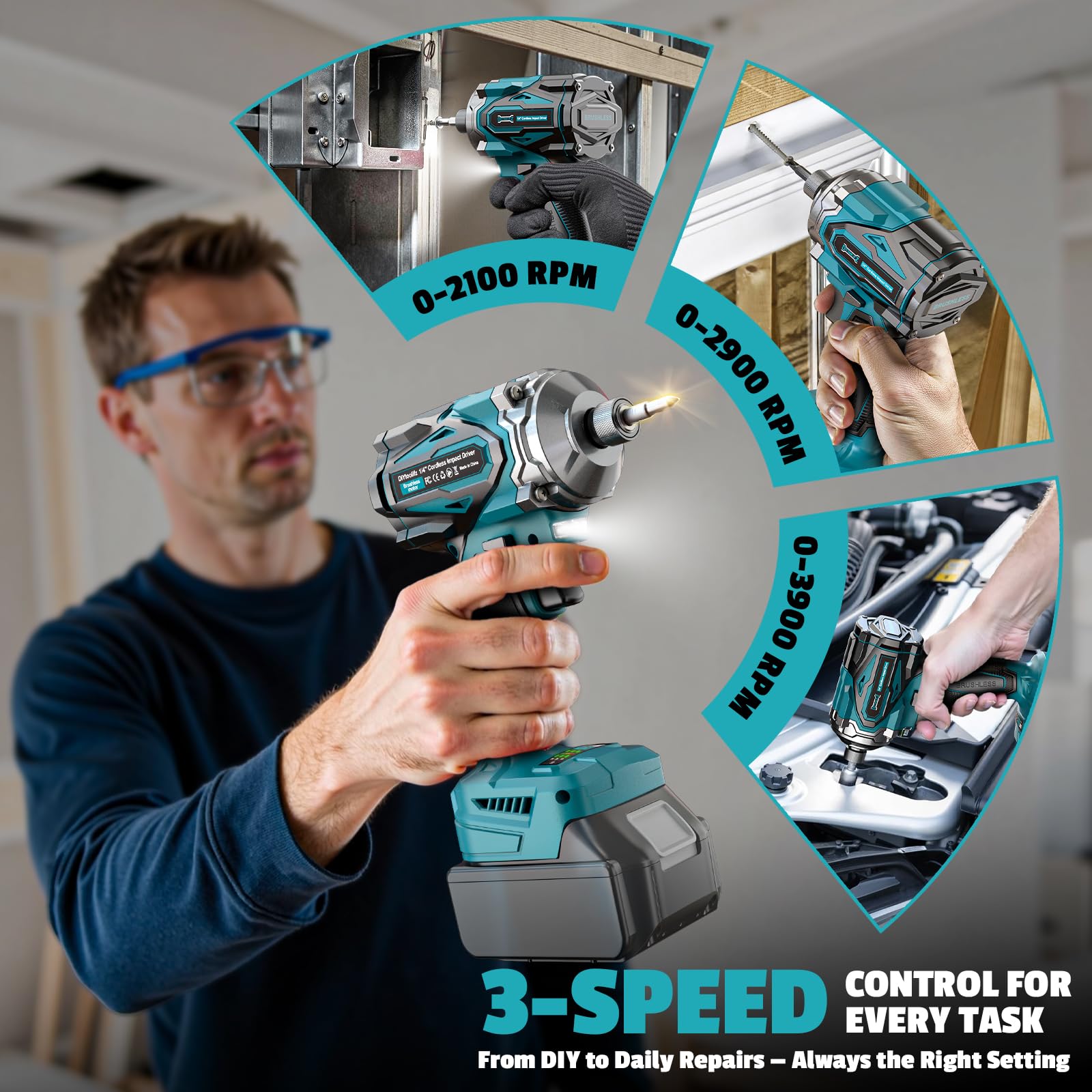 DIYtoolifz brushless motor delivers cooler operation and longer runtime.
