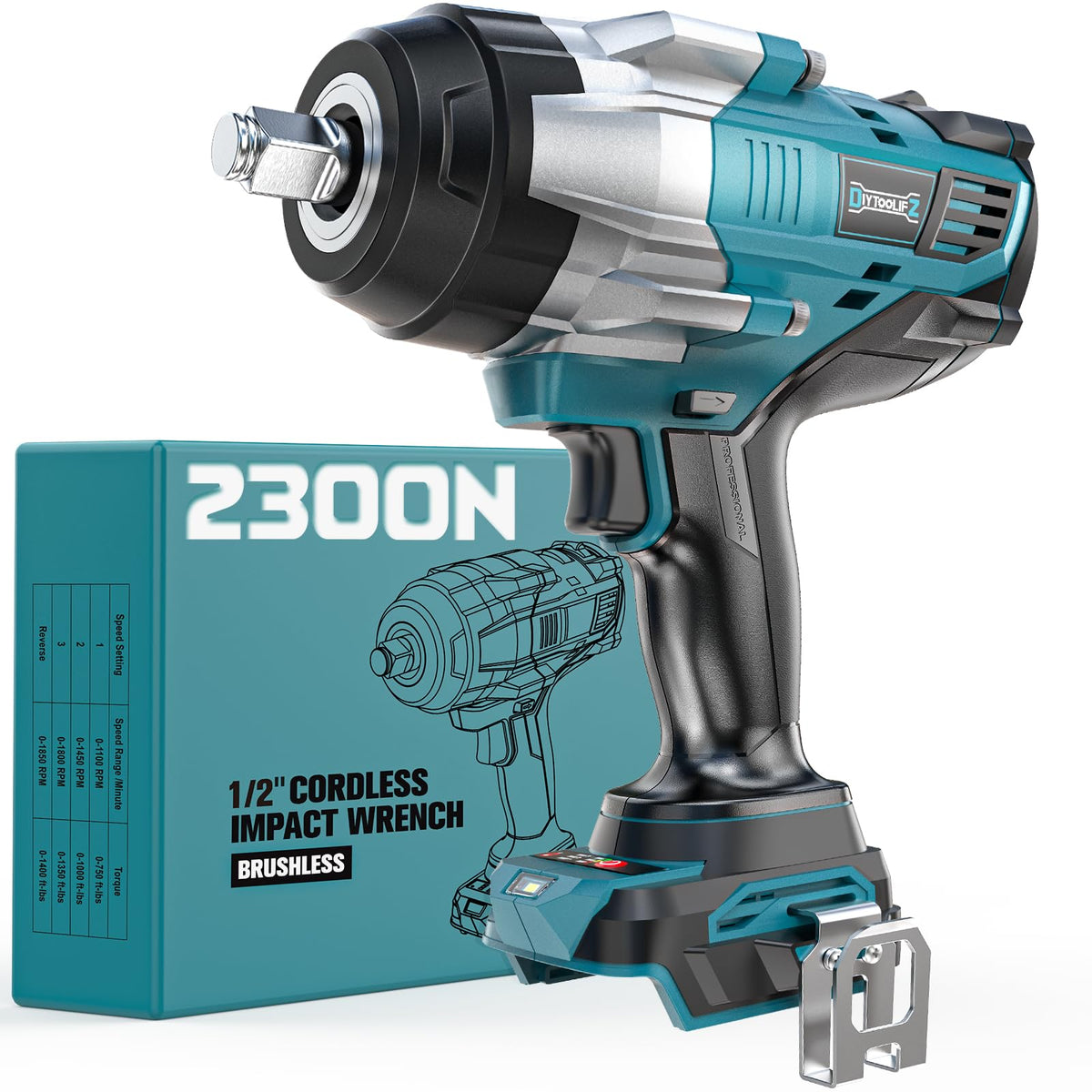 DIYtoolifz cordless impact wrench 1/2-inch drive for tough bolt removal
