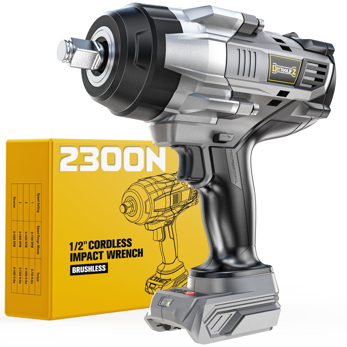 DIYtoolifz cordless impact wrench 1700 ft-lbs torque for stubborn bolts.