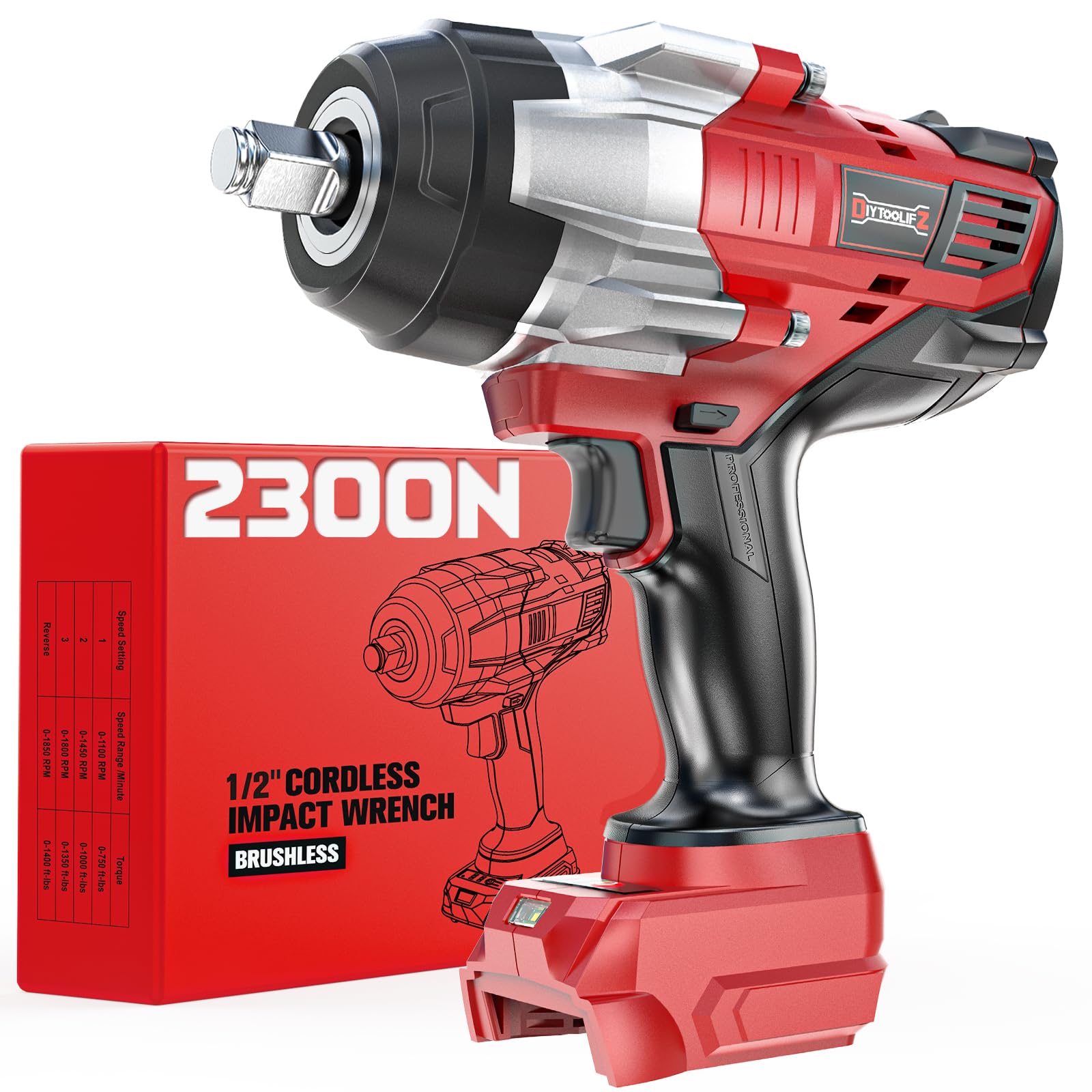 DIYtoolifz cordless impact wrench in use changing a tire, high torque at work.