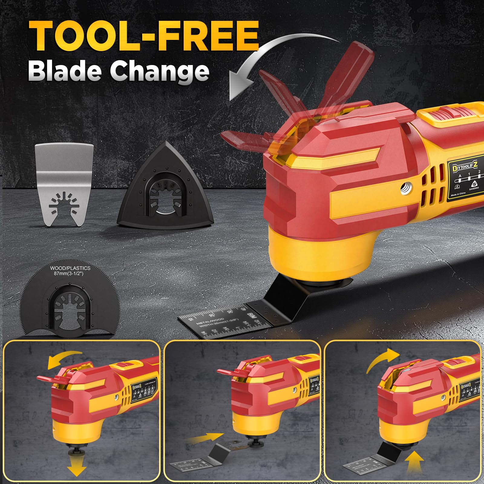 DIYtoolifz cordless oscillating tool five-speed control for different materials