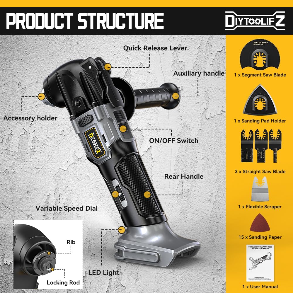 DIYtoolifz auxiliary handle and accessories for better control.