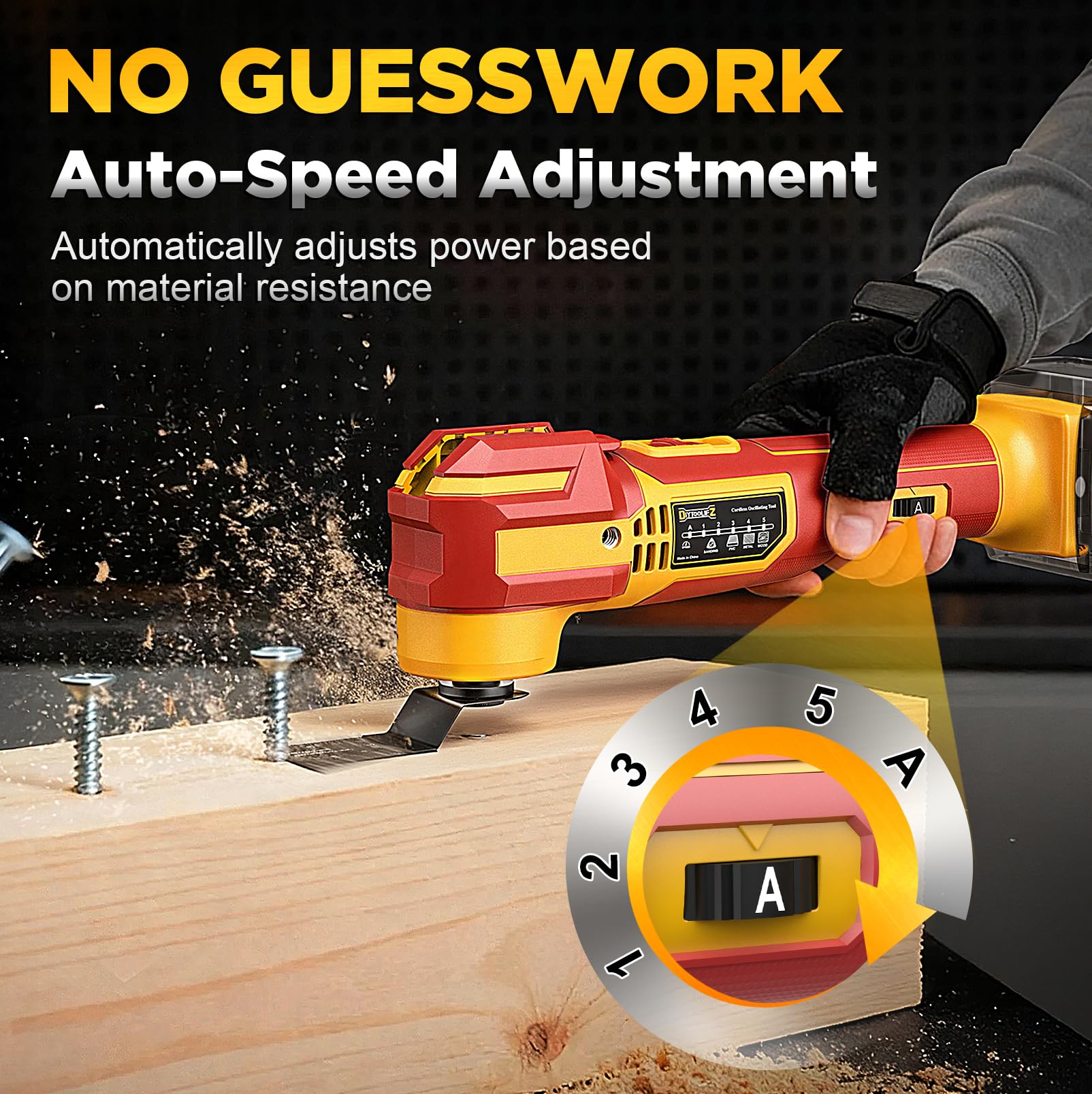 DIYtoolifz cordless oscillating tool Auto Mode adapts speed to material