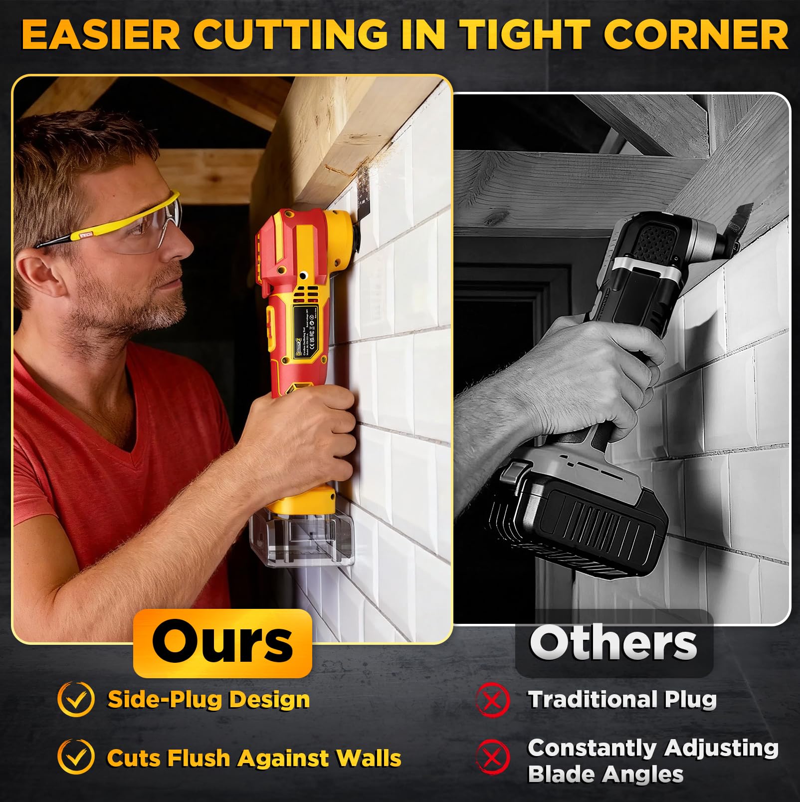 DIYtoolifz cordless oscillating tool ergonomic grip offers comfortable control