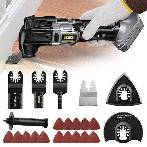 DIYtoolifz cordless oscillating tool front view, compact for tight spaces.