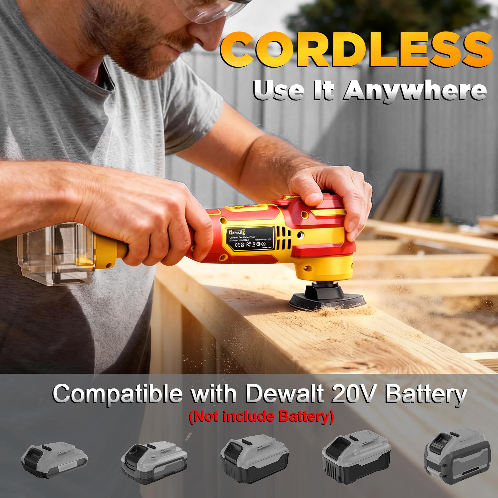 DIYtoolifz cordless oscillating tool with LED ring light for precise work in dim corners
