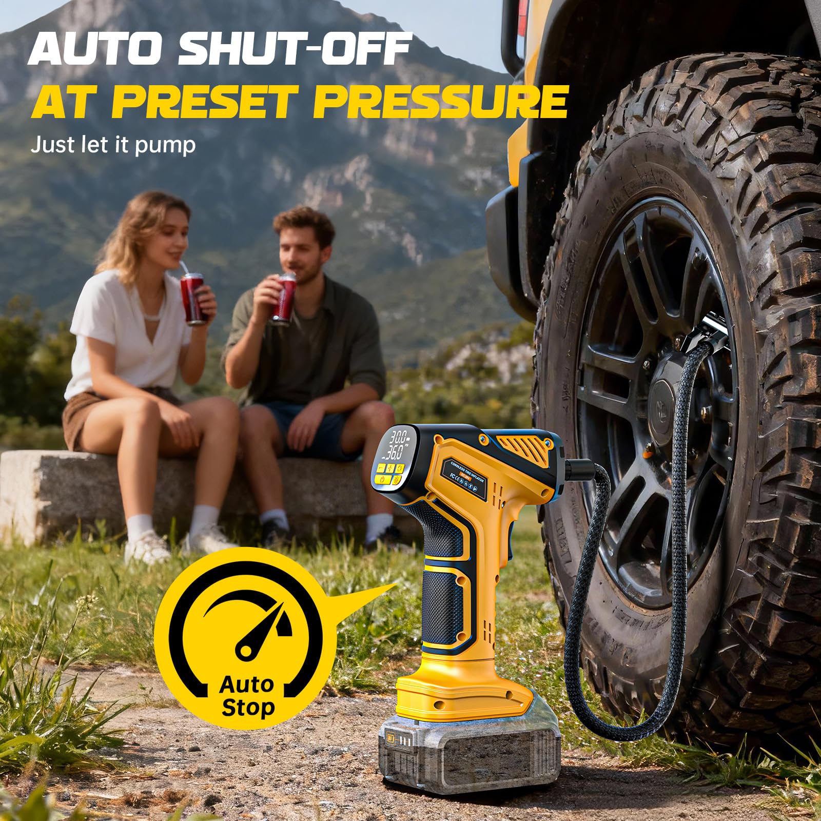 DIYtoolifz portable air pump supports up to 150 PSI.