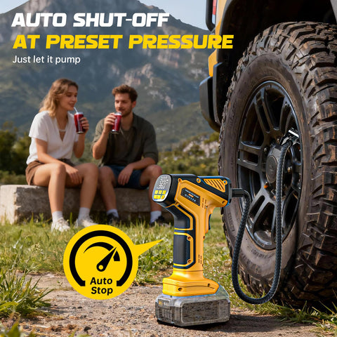 DIYtoolifz portable air pump supports up to 150 PSI.