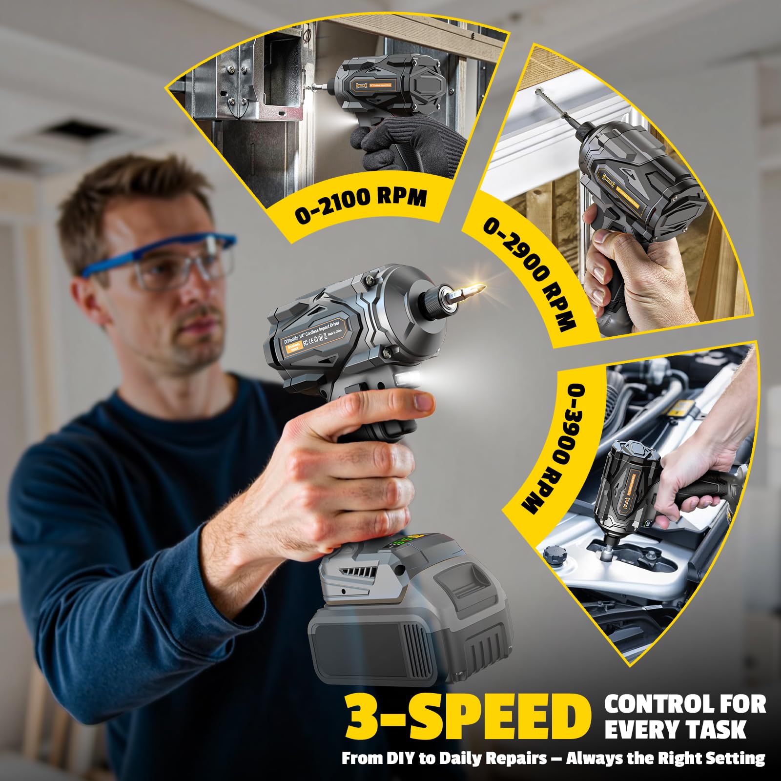 DIYtoolifz four-speed settings for precise control across tasks
