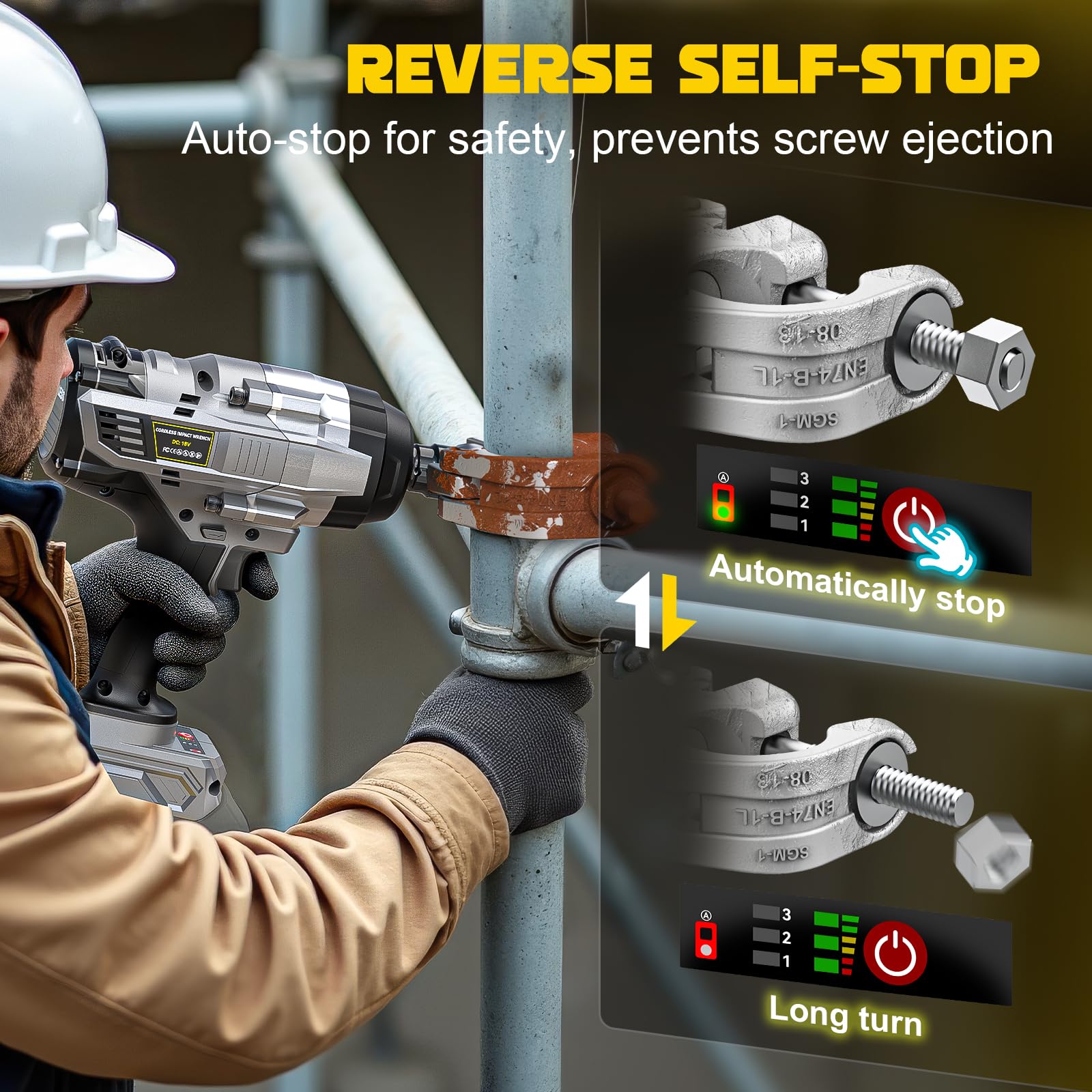 DIYtoolifz auto-stop reverse prevents over-loosening and protects threads.