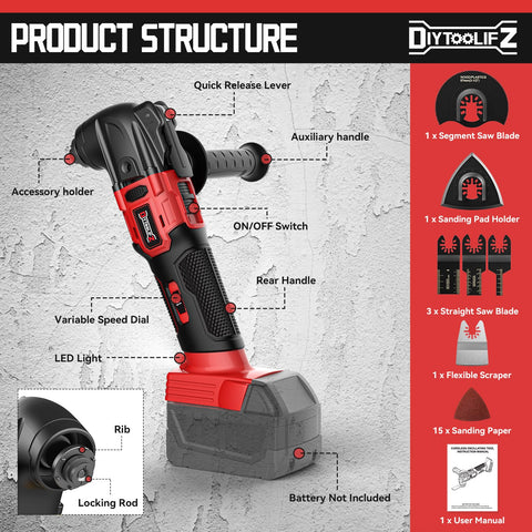 DIYtoolifz cordless oscillating tool with Milwaukee 18V compatibility for flexible power