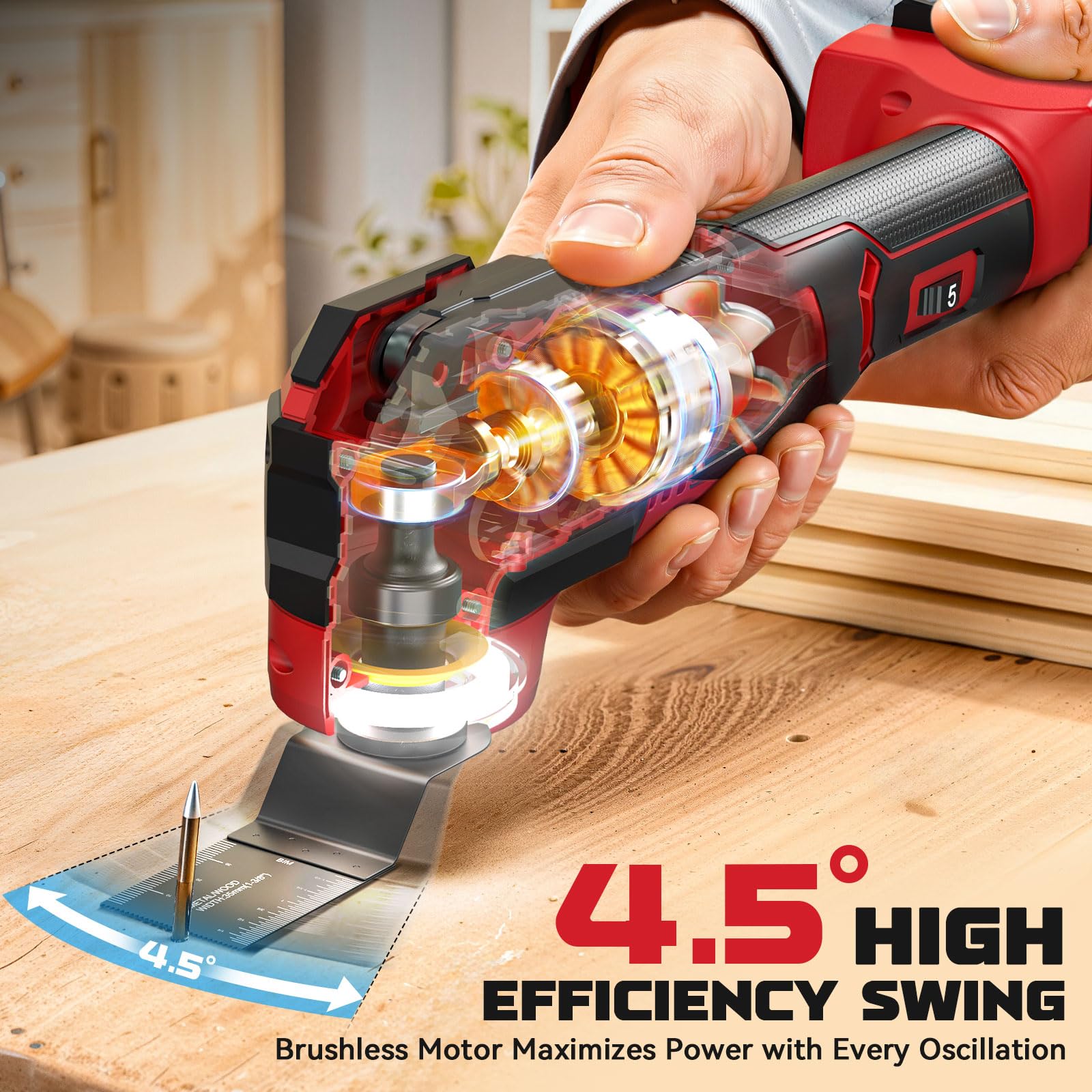 DIYtoolifz side-loading battery enables flush cuts near walls.