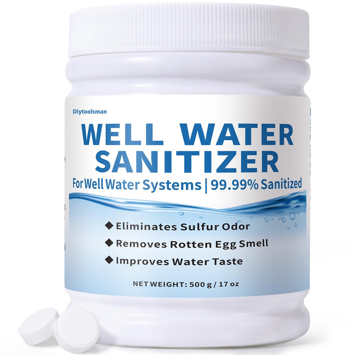 diytoolsman well water purification tablets in bottle for convenient in-well treatment