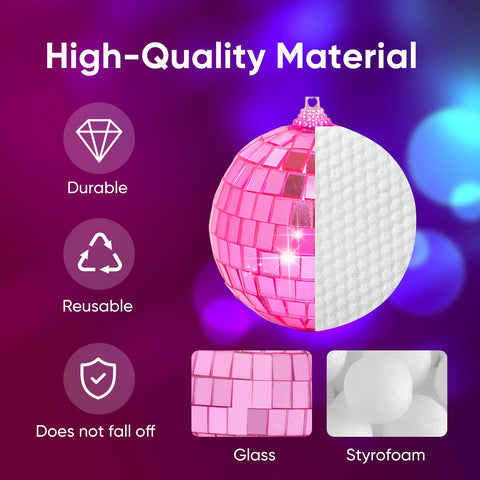 DJBoomy pink mini disco ball 2-4 inch versatile ornament for cake toppers